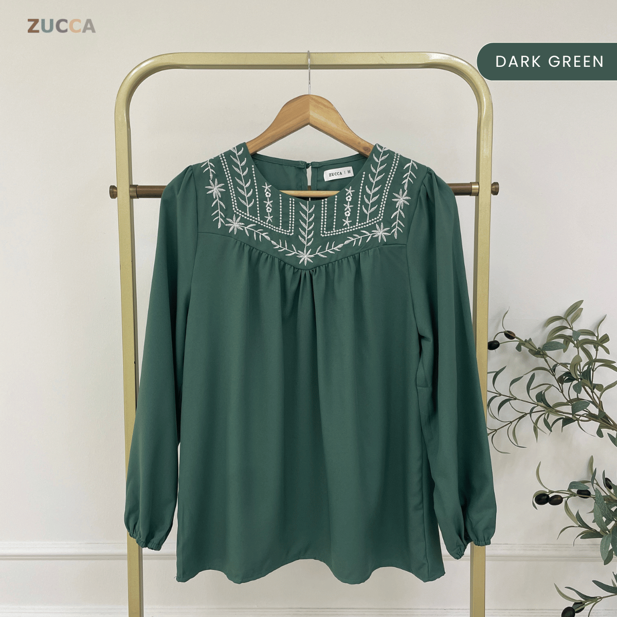 ZUCCA MARLA EMBROIDERED MODEST BLOUSE TOP LOOSE - MA185