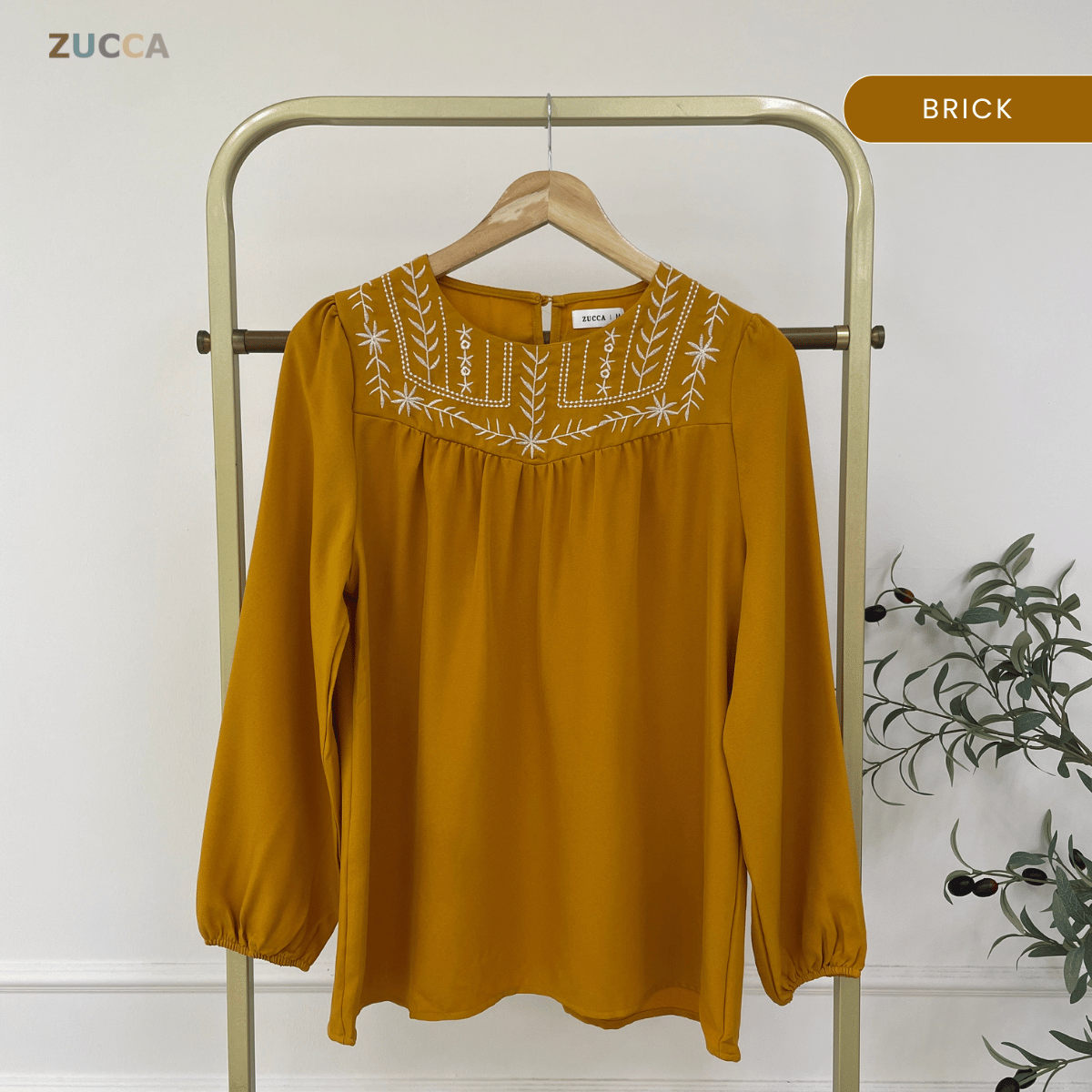 ZUCCA MARLA EMBROIDERED MODEST BLOUSE TOP LOOSE - MA185