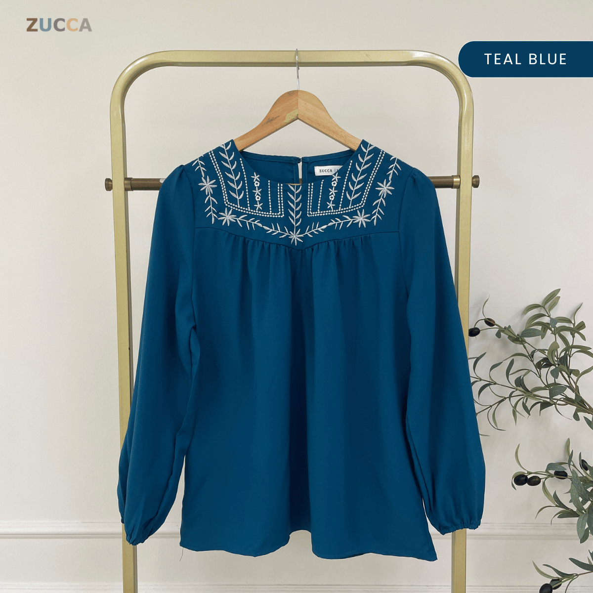 ZUCCA MARLA EMBROIDERED MODEST BLOUSE TOP LOOSE - MA185