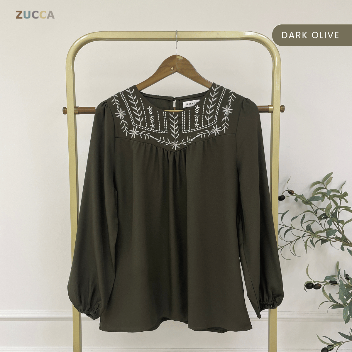 ZUCCA MARLA EMBROIDERED MODEST BLOUSE TOP LOOSE - MA185
