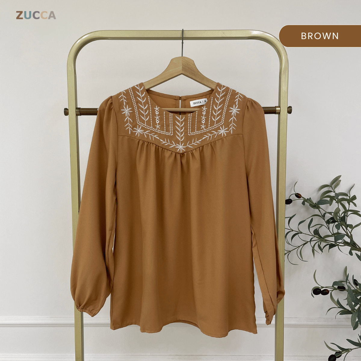 ZUCCA MARLA EMBROIDERED MODEST BLOUSE TOP LOOSE - MA185