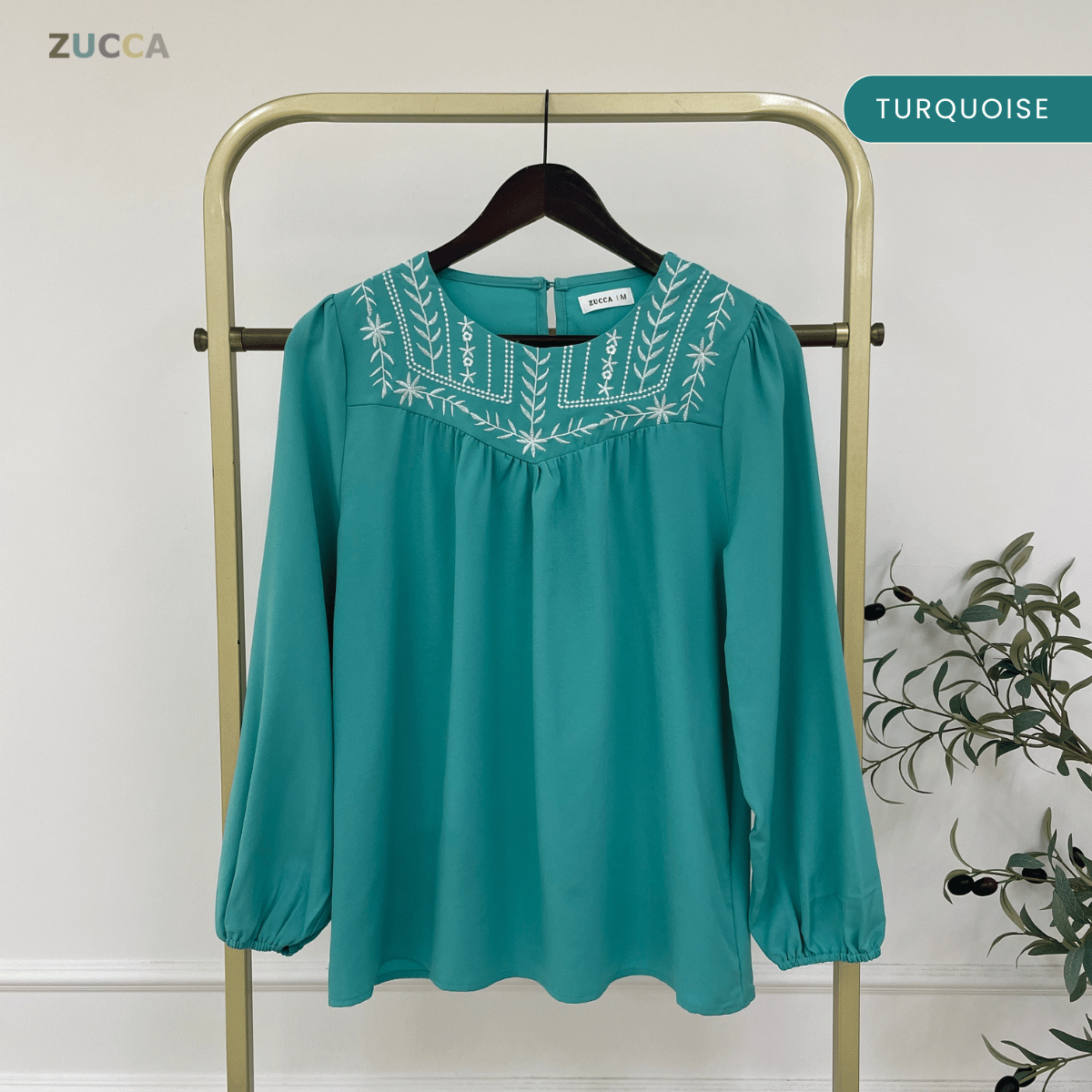 ZUCCA MARLA EMBROIDERED MODEST BLOUSE TOP LOOSE - MA185