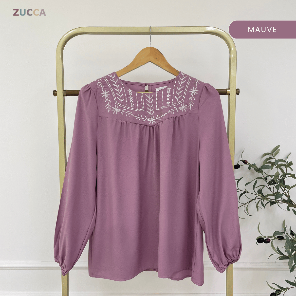 ZUCCA MARLA EMBROIDERED MODEST BLOUSE TOP LOOSE - MA185