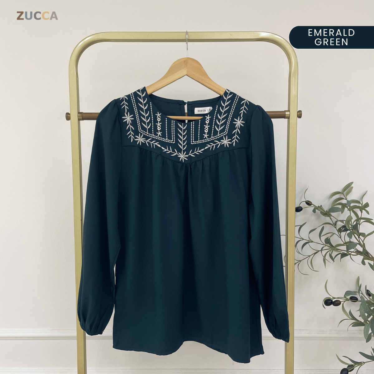 ZUCCA MARLA EMBROIDERED MODEST BLOUSE TOP LOOSE - MA185