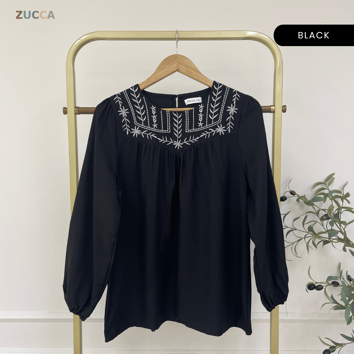 ZUCCA MARLA EMBROIDERED MODEST BLOUSE TOP LOOSE - MA185