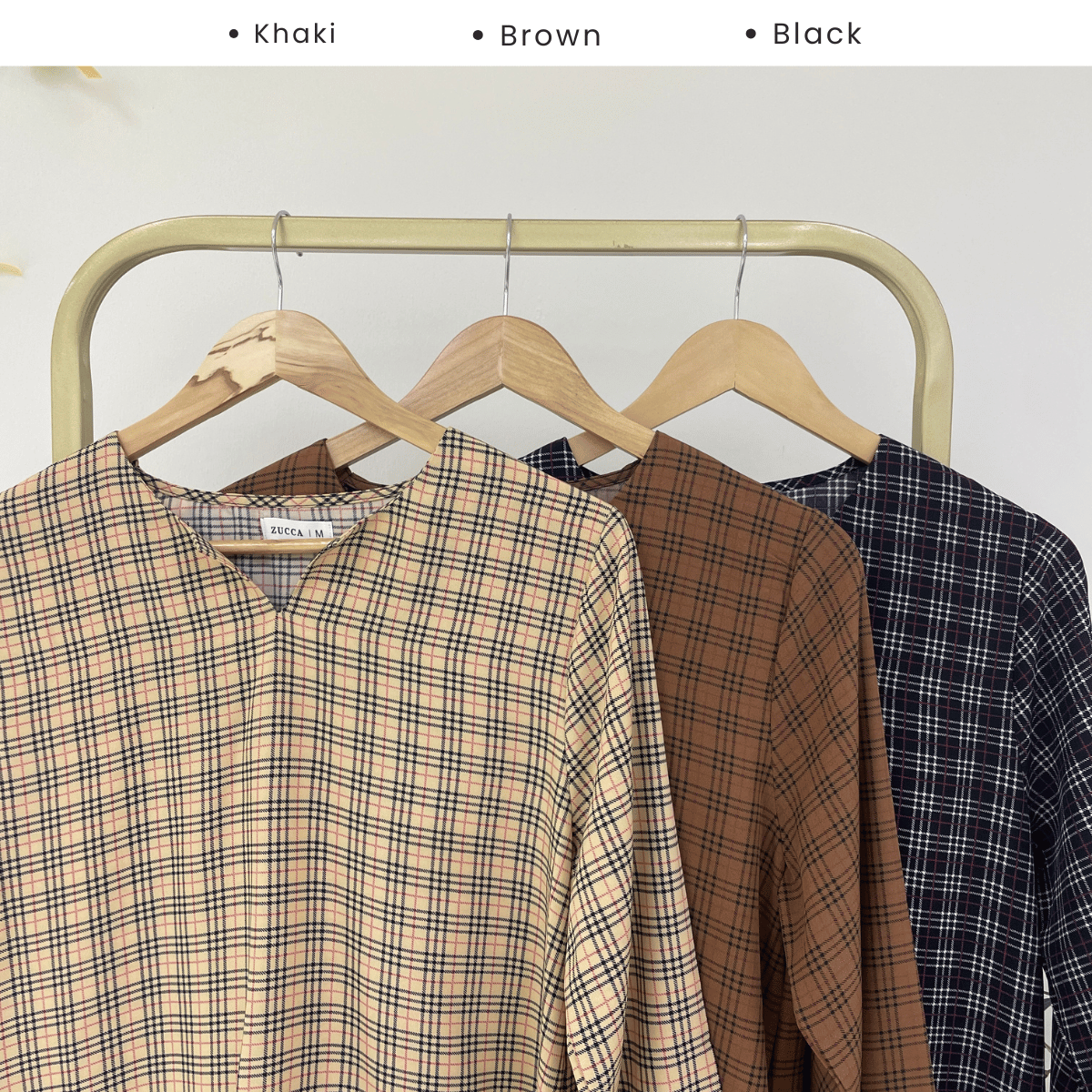 ZUCCA SUZIE CLASSIC HERITAGE PLAID MODEST TOP - MA187
