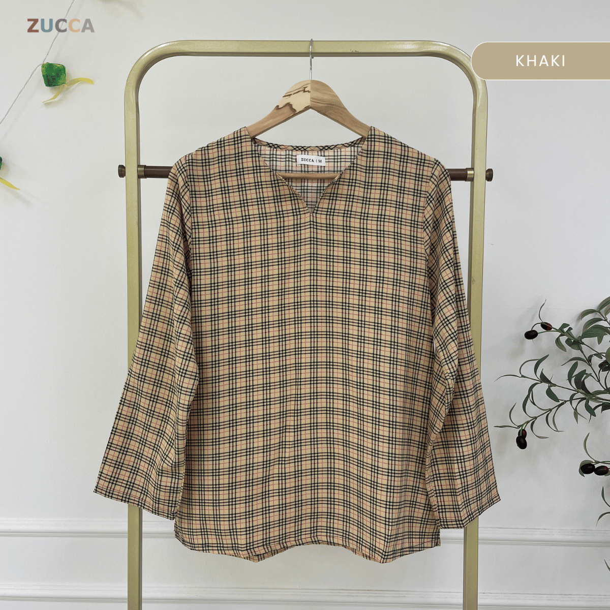 ZUCCA SUZIE CLASSIC HERITAGE PLAID MODEST TOP - MA187