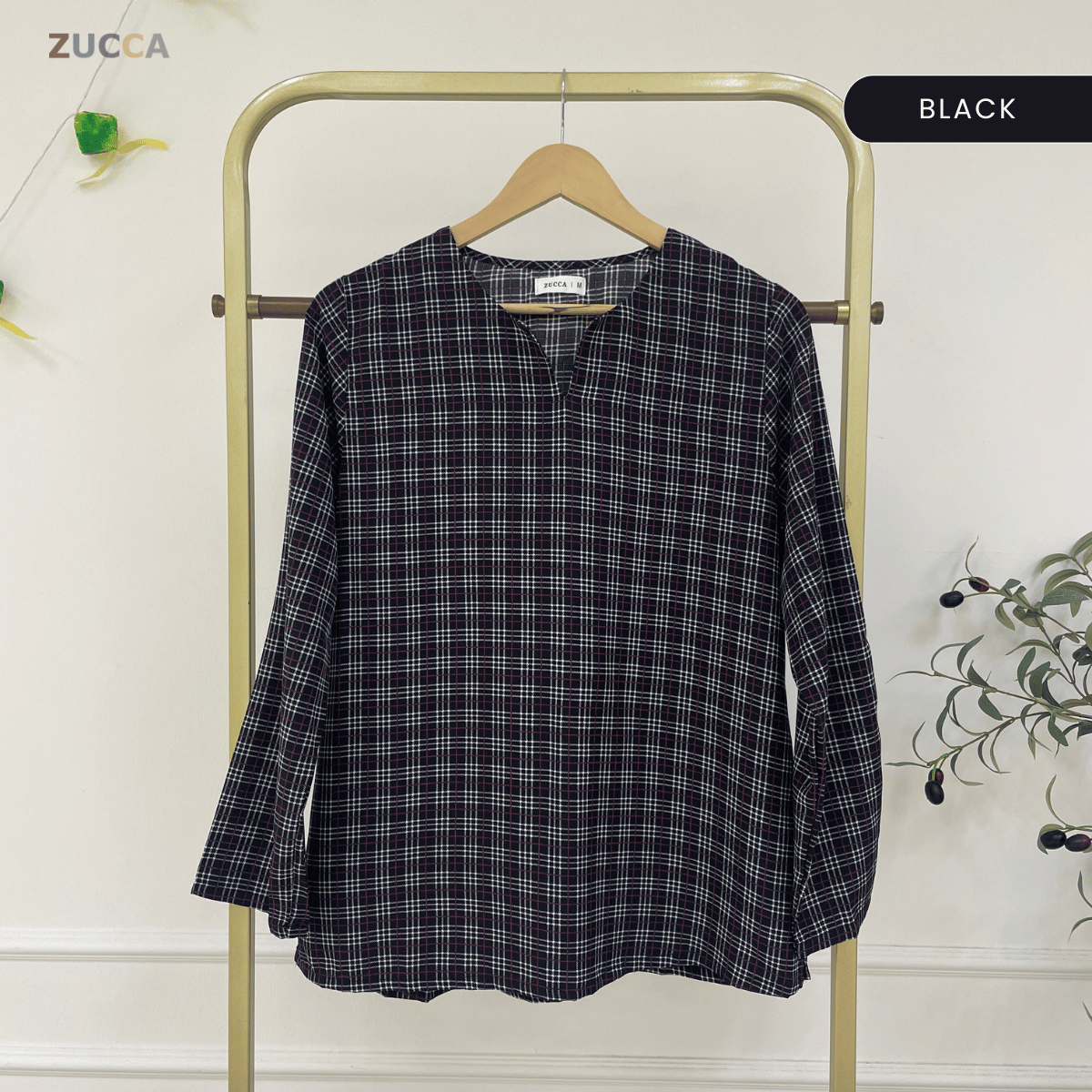 ZUCCA SUZIE CLASSIC HERITAGE PLAID MODEST TOP - MA187