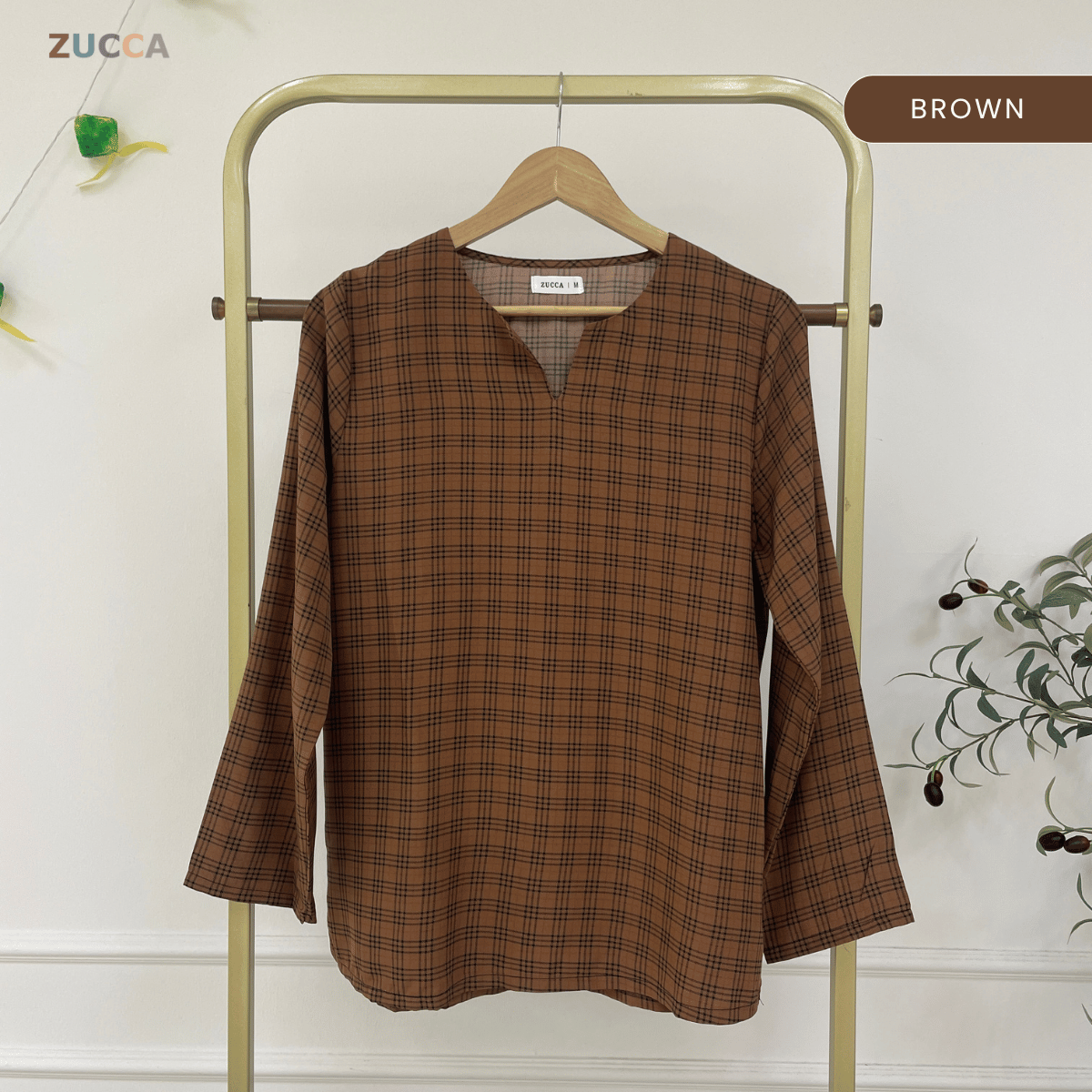 ZUCCA SUZIE CLASSIC HERITAGE PLAID MODEST TOP - MA187