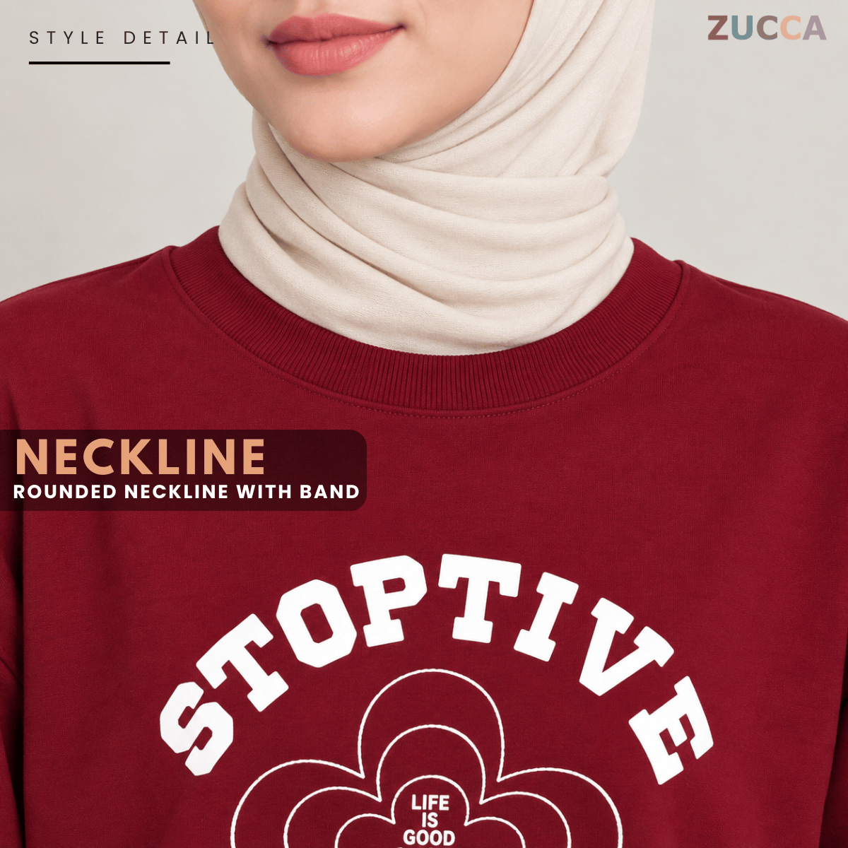 ZUCCA NATASHA MINIMAL FLORAL GRAPHIC MODEST LONG SLEEVE TOP - MA188
