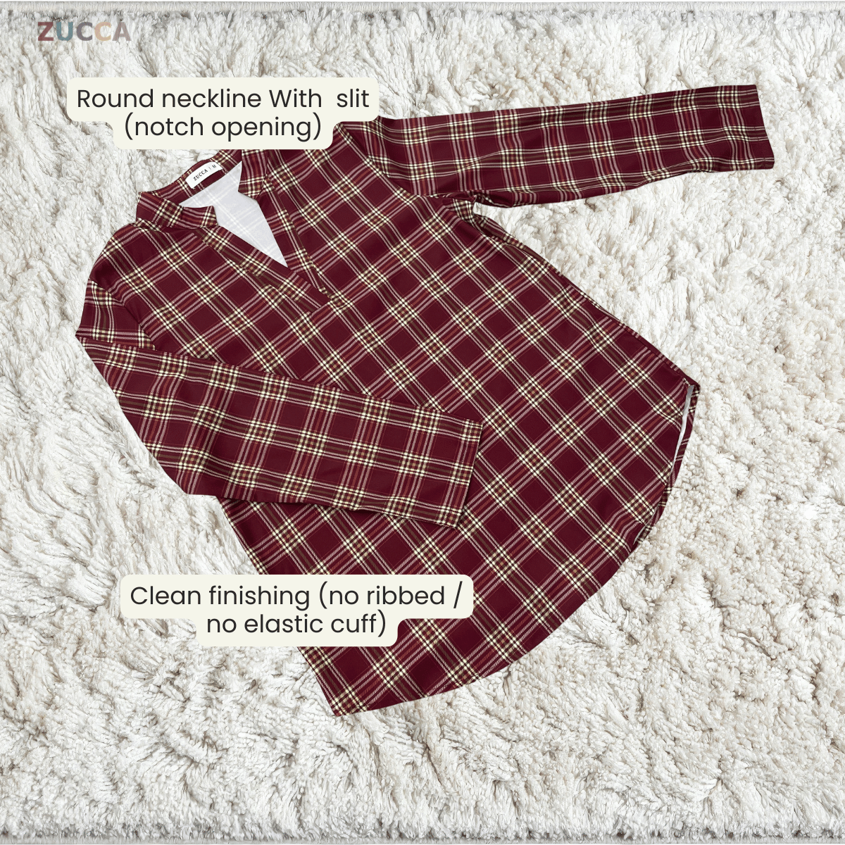 ZUCCA SERENA CLASSIC PLAID MODEST BLOUSE-MA190