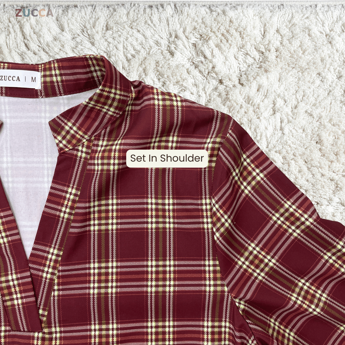 ZUCCA SERENA CLASSIC PLAID MODEST BLOUSE-MA190