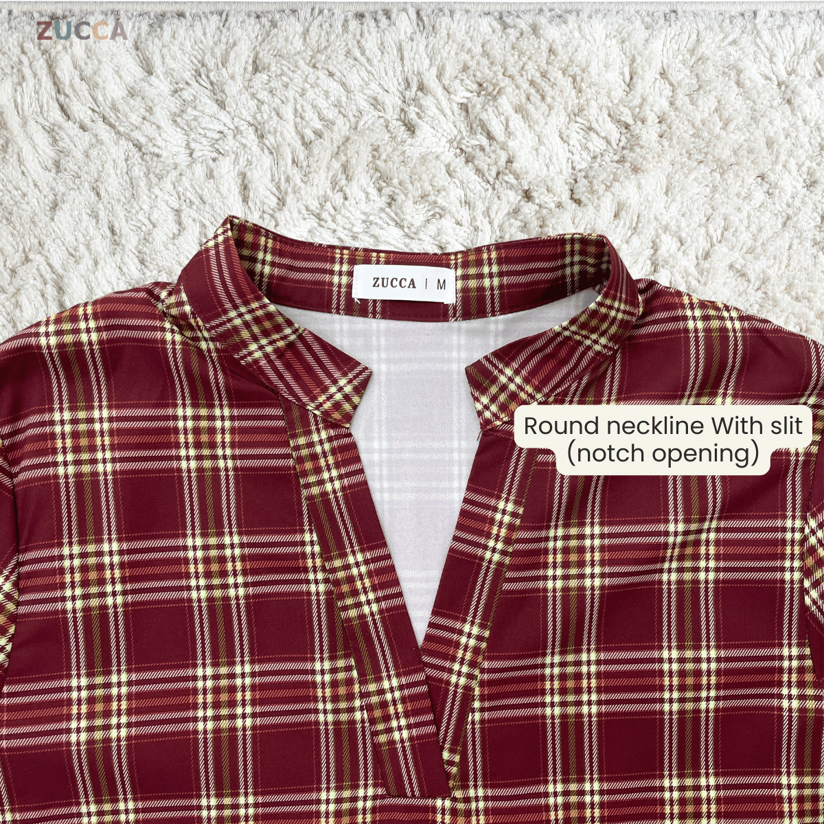 ZUCCA SERENA CLASSIC PLAID MODEST BLOUSE-MA190