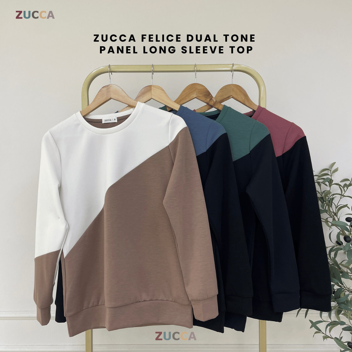 ZUCCA FELICE DUAL TONE PANEL LONG SLEEVE TOP - MA194