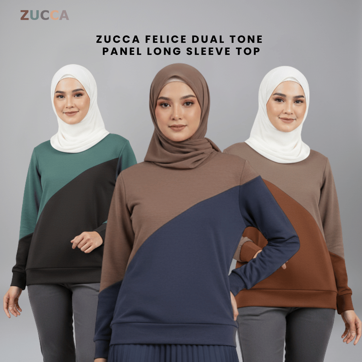 ZUCCA FELICE DUAL TONE PANEL LONG SLEEVE TOP - MA194