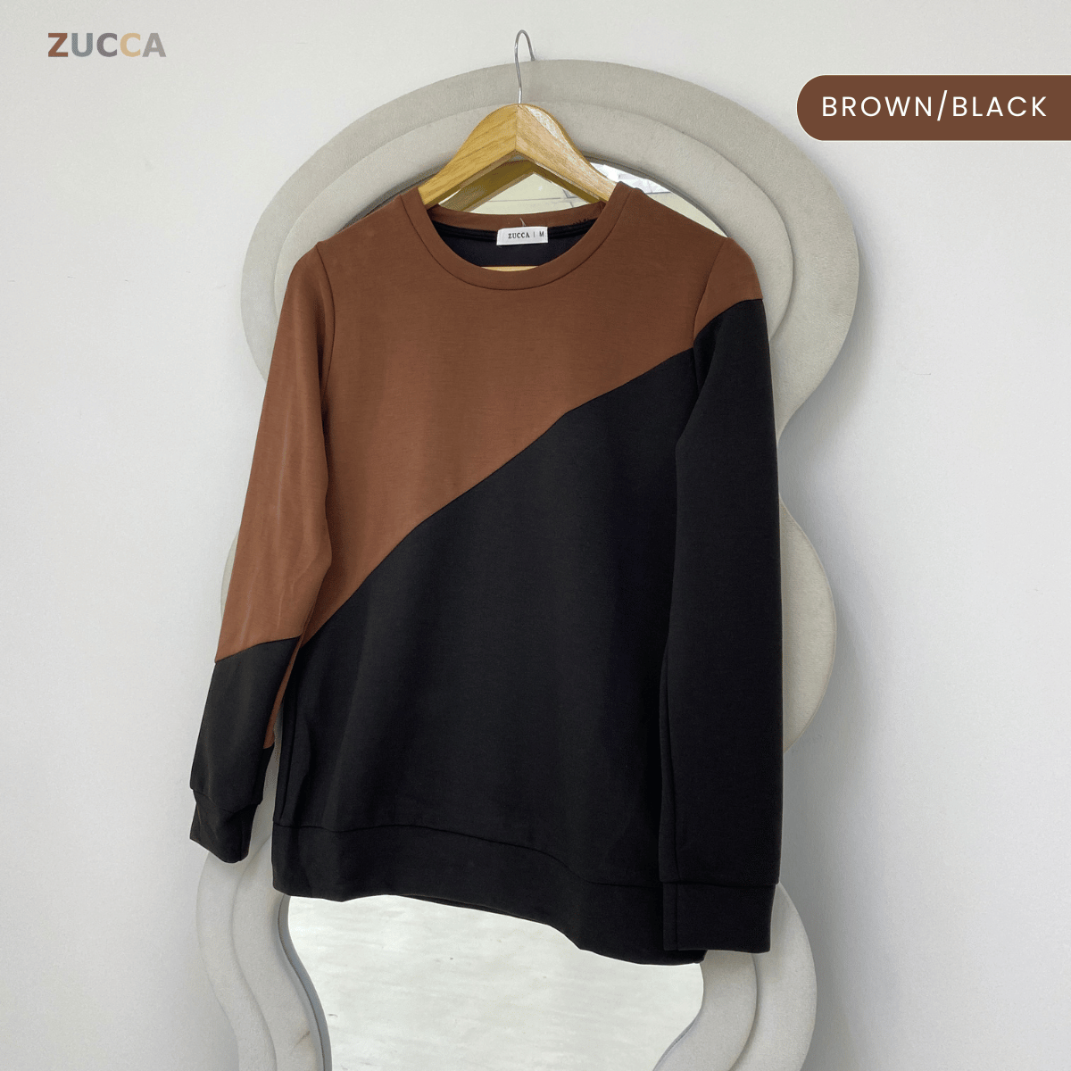 ZUCCA FELICE DUAL TONE PANEL LONG SLEEVE TOP - MA194