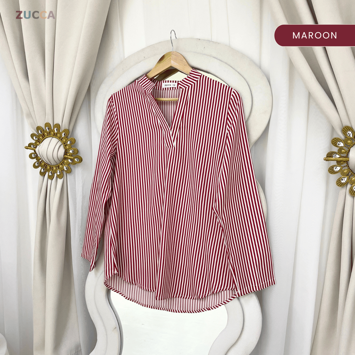 ZUCCA ZALIA MINIMAL STRIPED MODEST BLOUSE-MA195