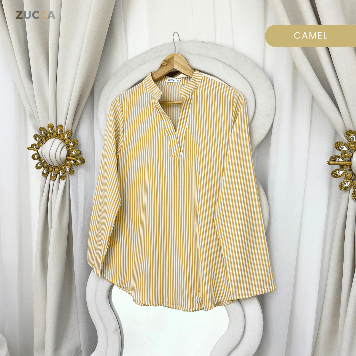 ZUCCA ZALIA MINIMAL STRIPED MODEST BLOUSE-MA195