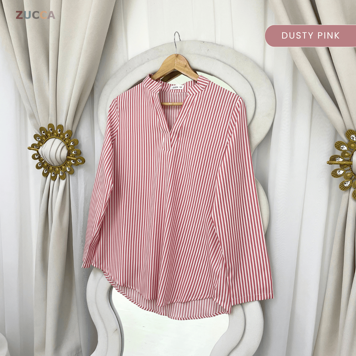 ZUCCA ZALIA MINIMAL STRIPED MODEST BLOUSE-MA195