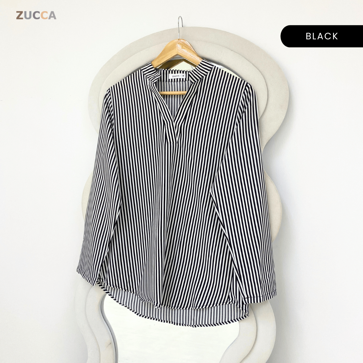 ZUCCA ZALIA MINIMAL STRIPED MODEST BLOUSE-MA195
