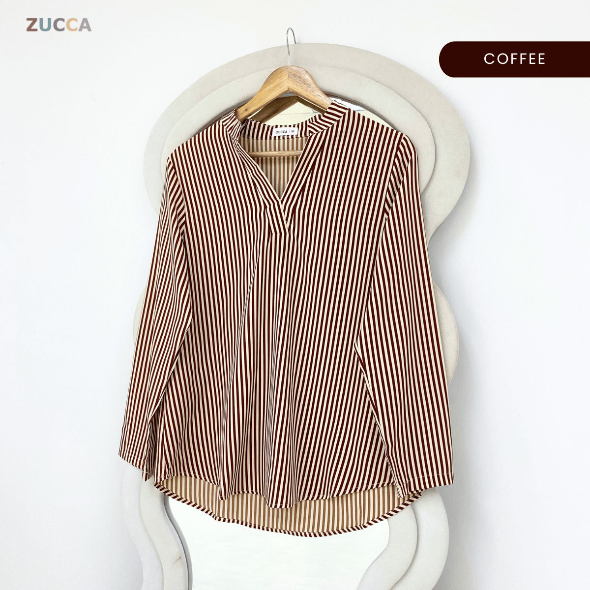 ZUCCA ZALIA MINIMAL STRIPED MODEST BLOUSE-MA195