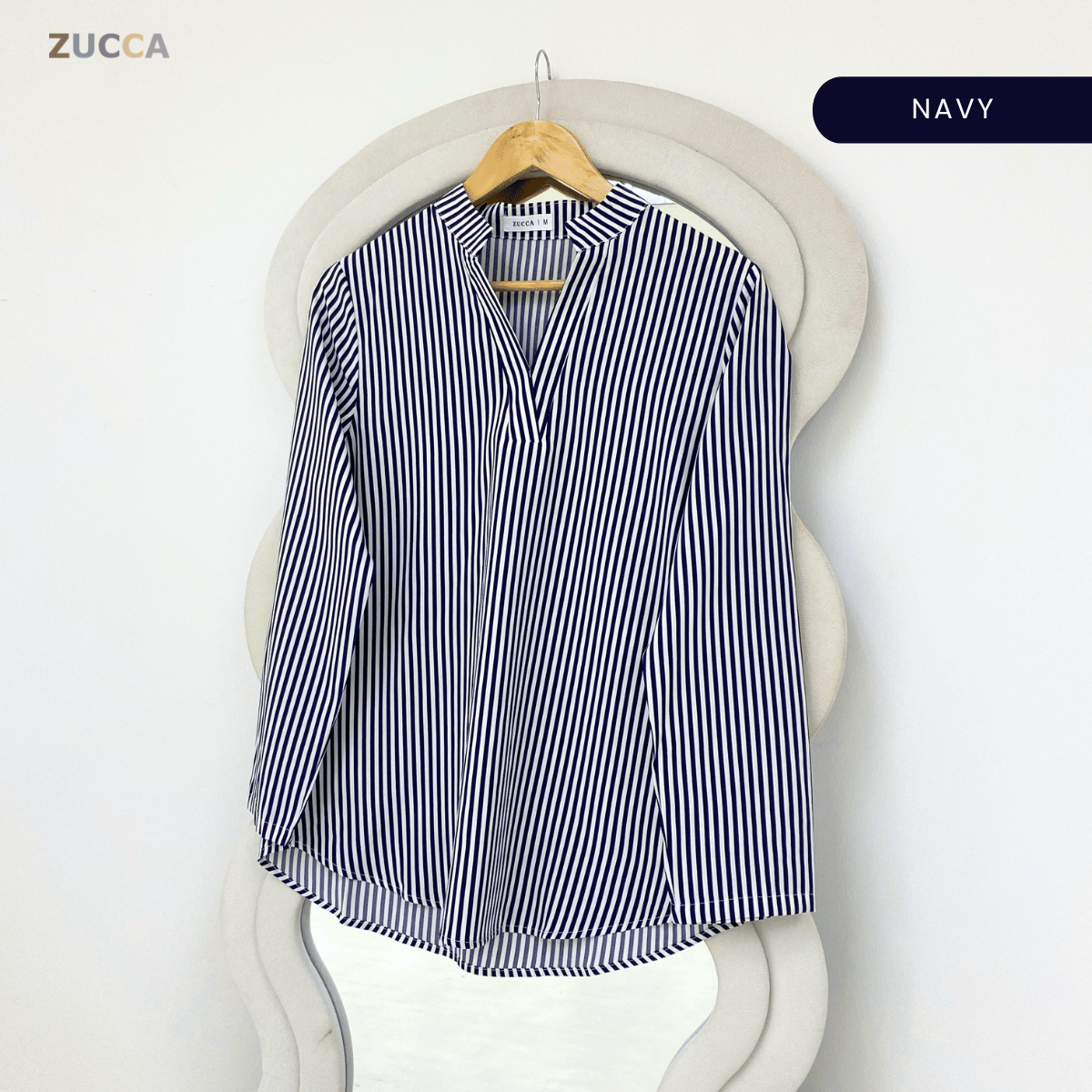 ZUCCA ZALIA MINIMAL STRIPED MODEST BLOUSE-MA195