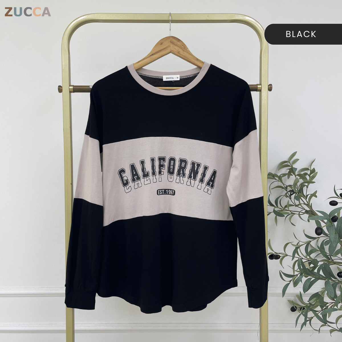 ZUCCA HADA RETRO SPORT LONG SLEEVE COLORBLOCK TOP - MA196