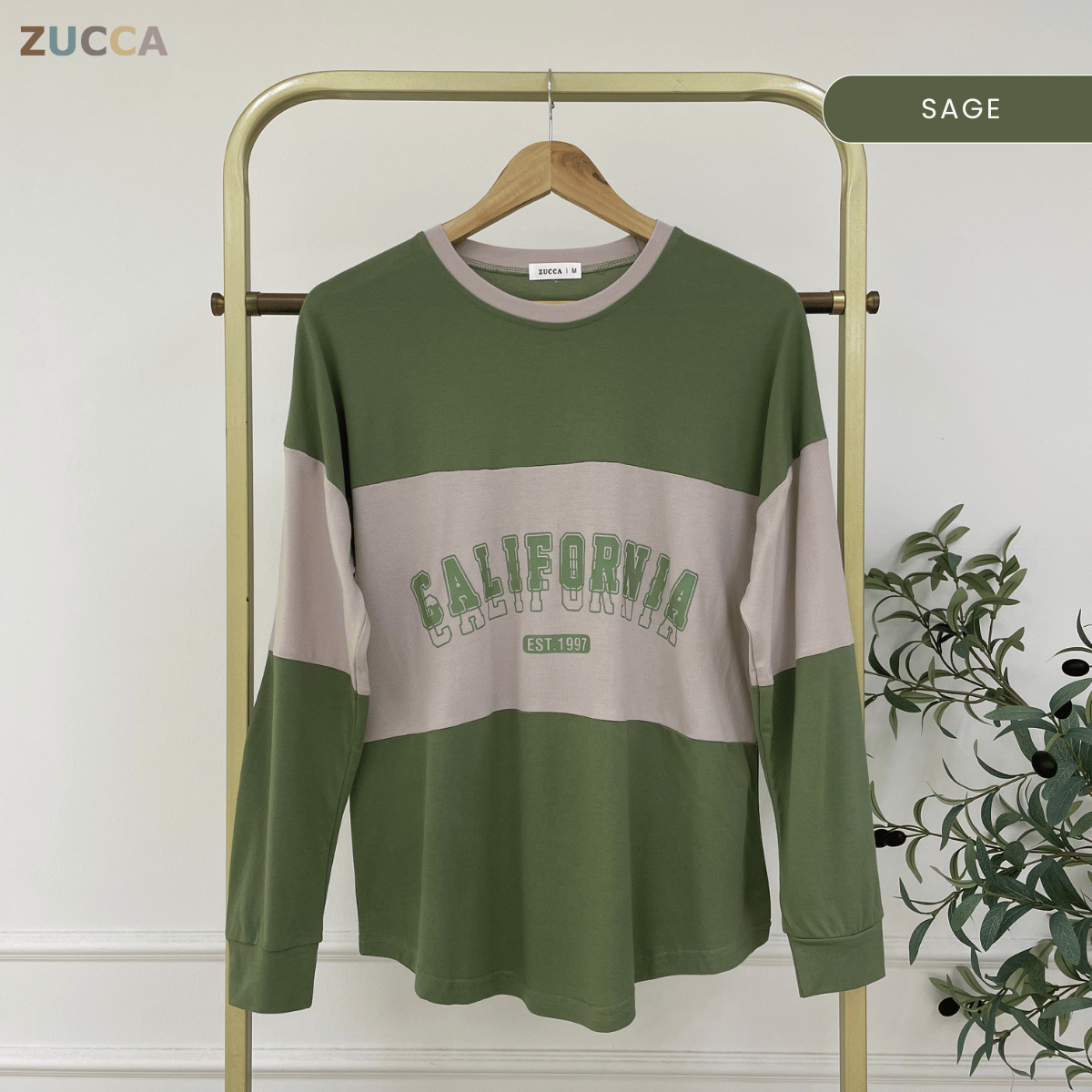 ZUCCA HADA RETRO SPORT LONG SLEEVE COLORBLOCK TOP - MA196