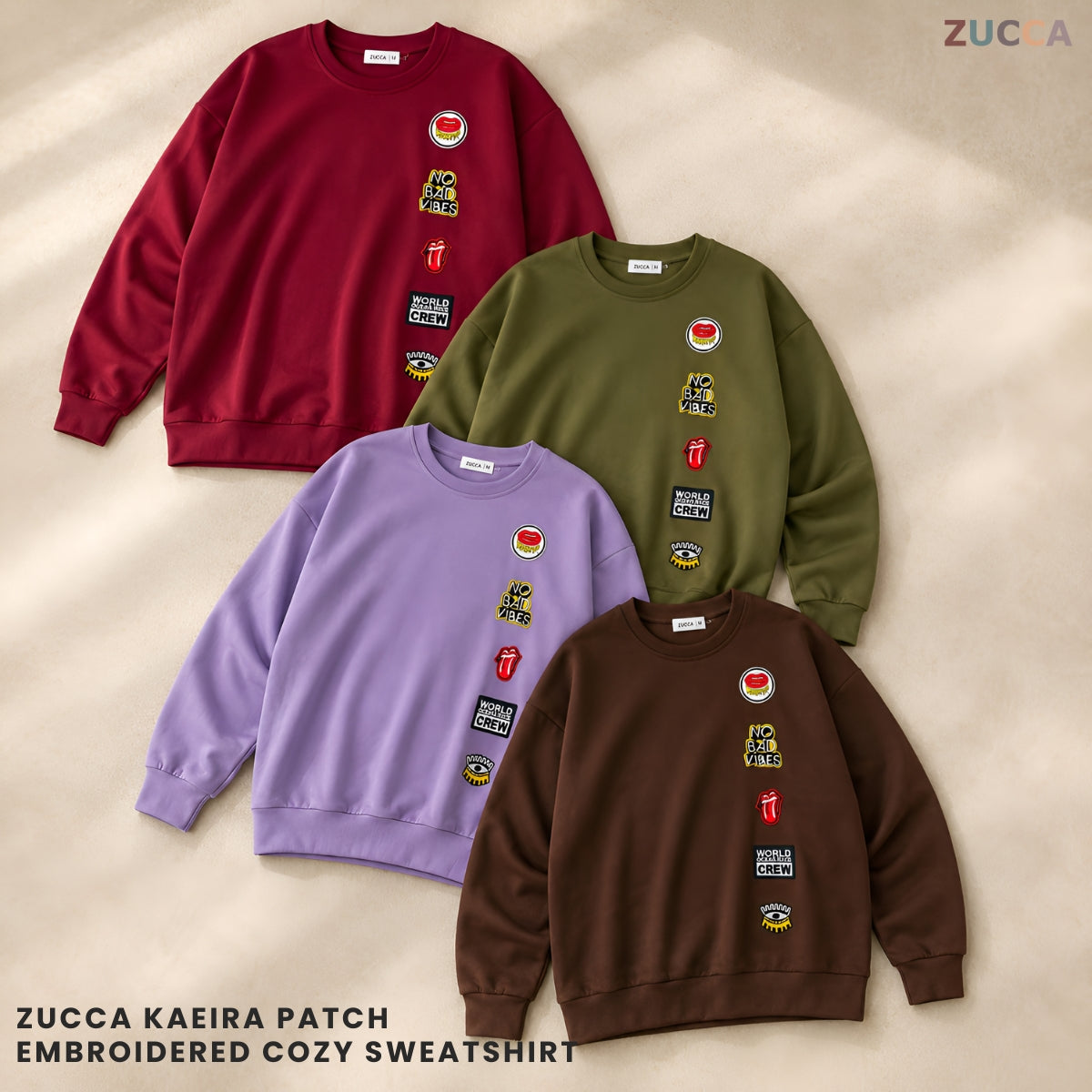 ZUCCA KAEIRA KASUAL WOMEN PATCH EMBROIDERED COZY SWEATSHIRT - MA197