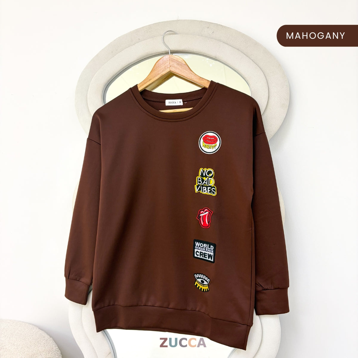 ZUCCA KAEIRA KASUAL WOMEN PATCH EMBROIDERED COZY SWEATSHIRT - MA197