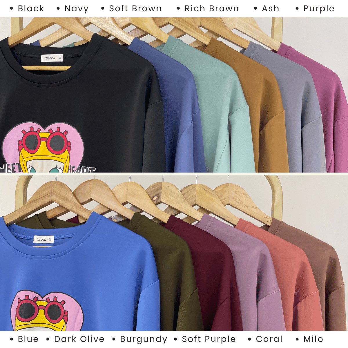 ZUCCA KATIE SWEET HEART GRAPHIC COZY SWEATSHIRT - MA198