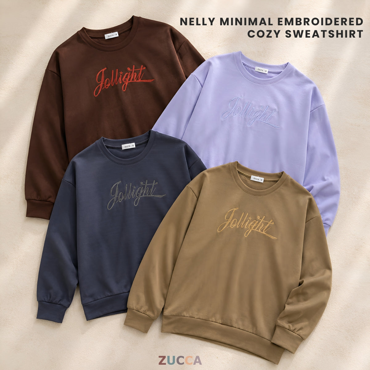 ZUCCA NELLY MINIMAL EMBROIDERED COZY SWEATSHIRT - MA199