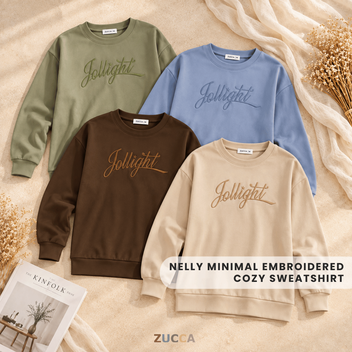 ZUCCA NELLY MINIMAL EMBROIDERED COZY SWEATSHIRT - MA199