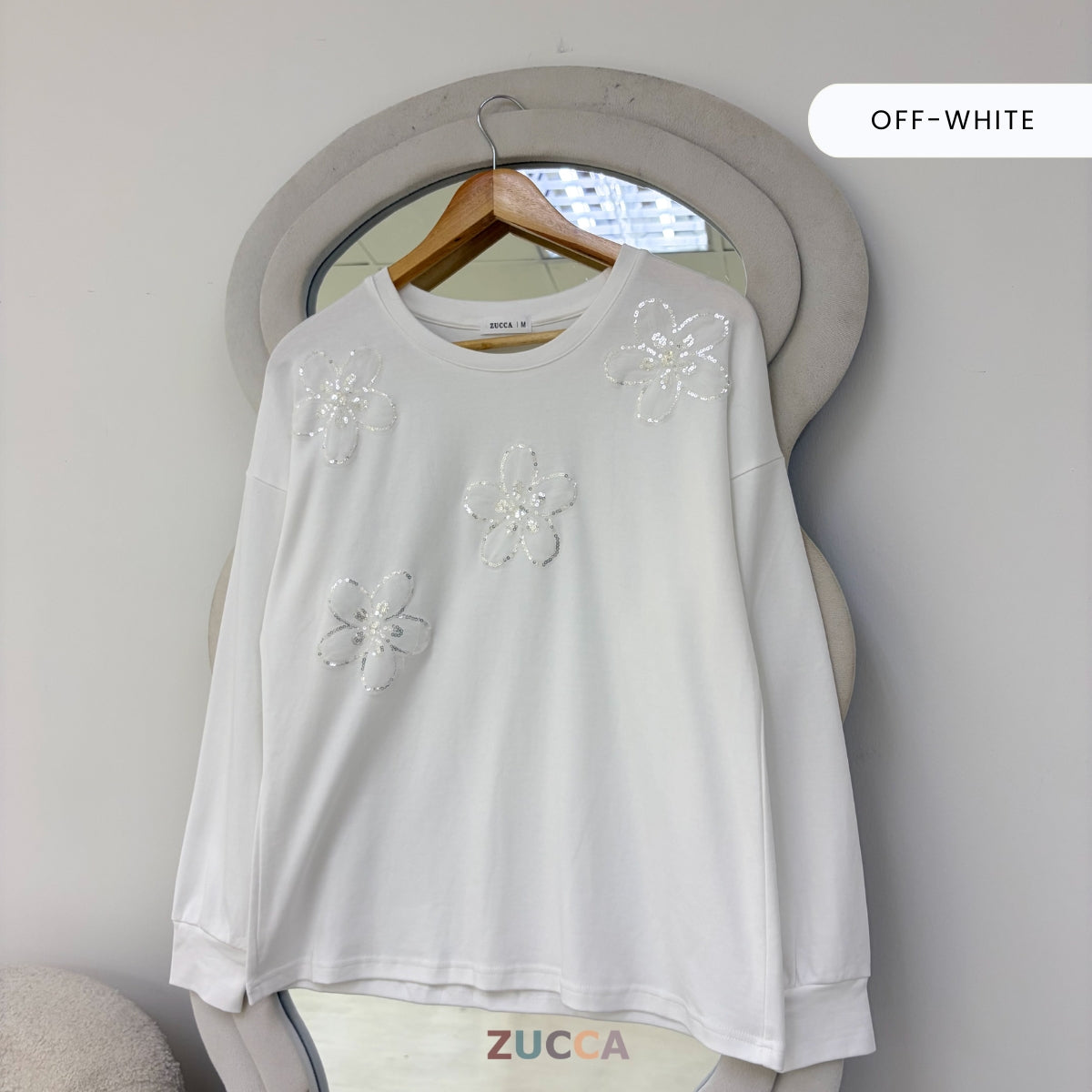 ZUCCA YULIANA FLORAL SEQUIN LONG SLEEVE MODEST WOMEN TOP - MA201