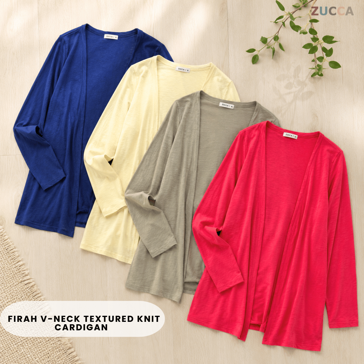 ZUCCA FIRAH V-NECK TEXTURED KNIT CARDIGAN - MA202 (GN292)