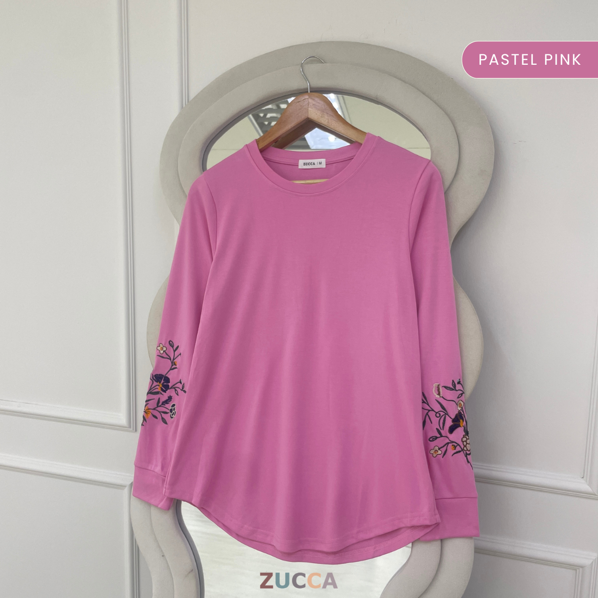 ZUCCA MASTURA EMBROIDERED SLEEVE MODEST LONG TOP - MA204