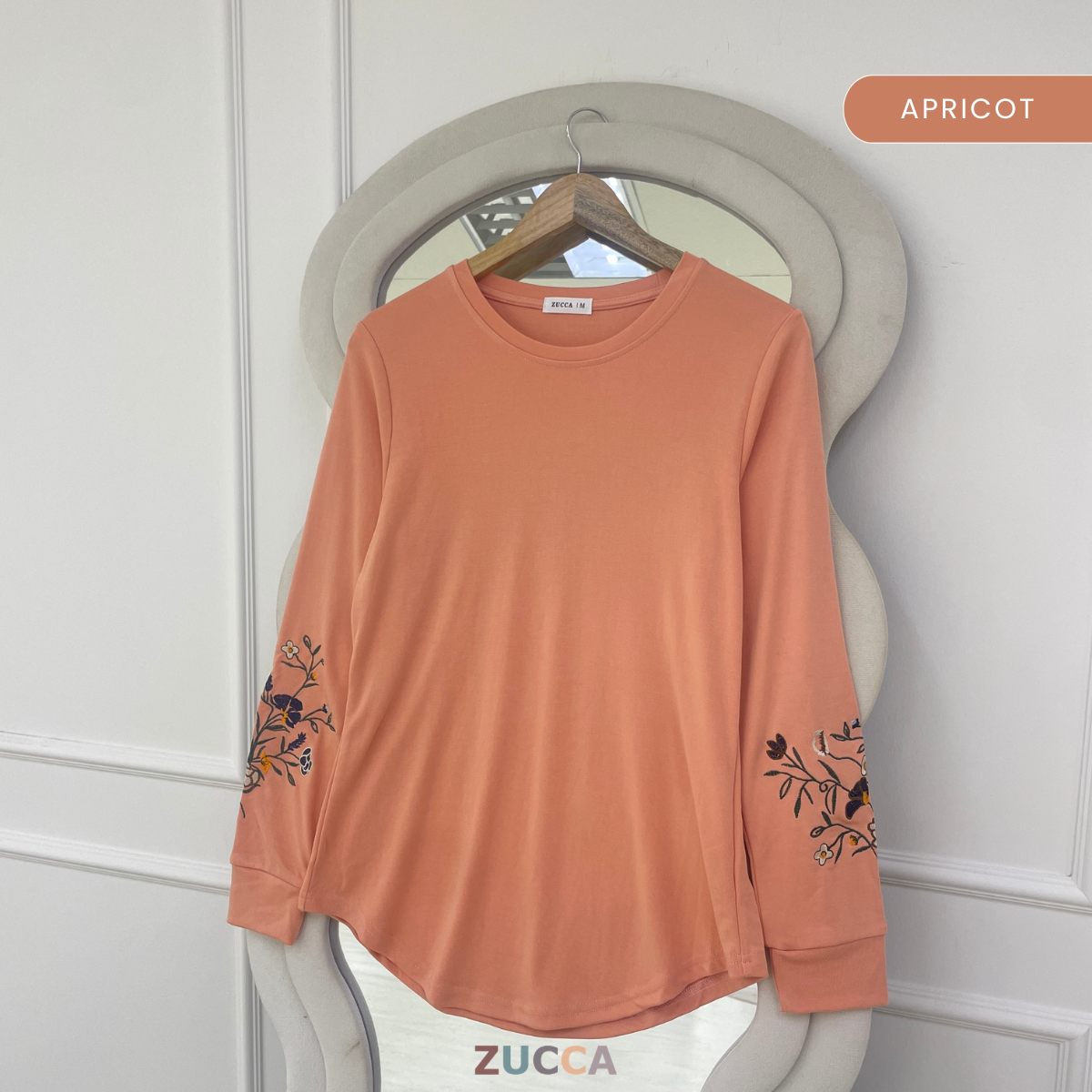 ZUCCA MASTURA EMBROIDERED SLEEVE MODEST LONG TOP - MA204