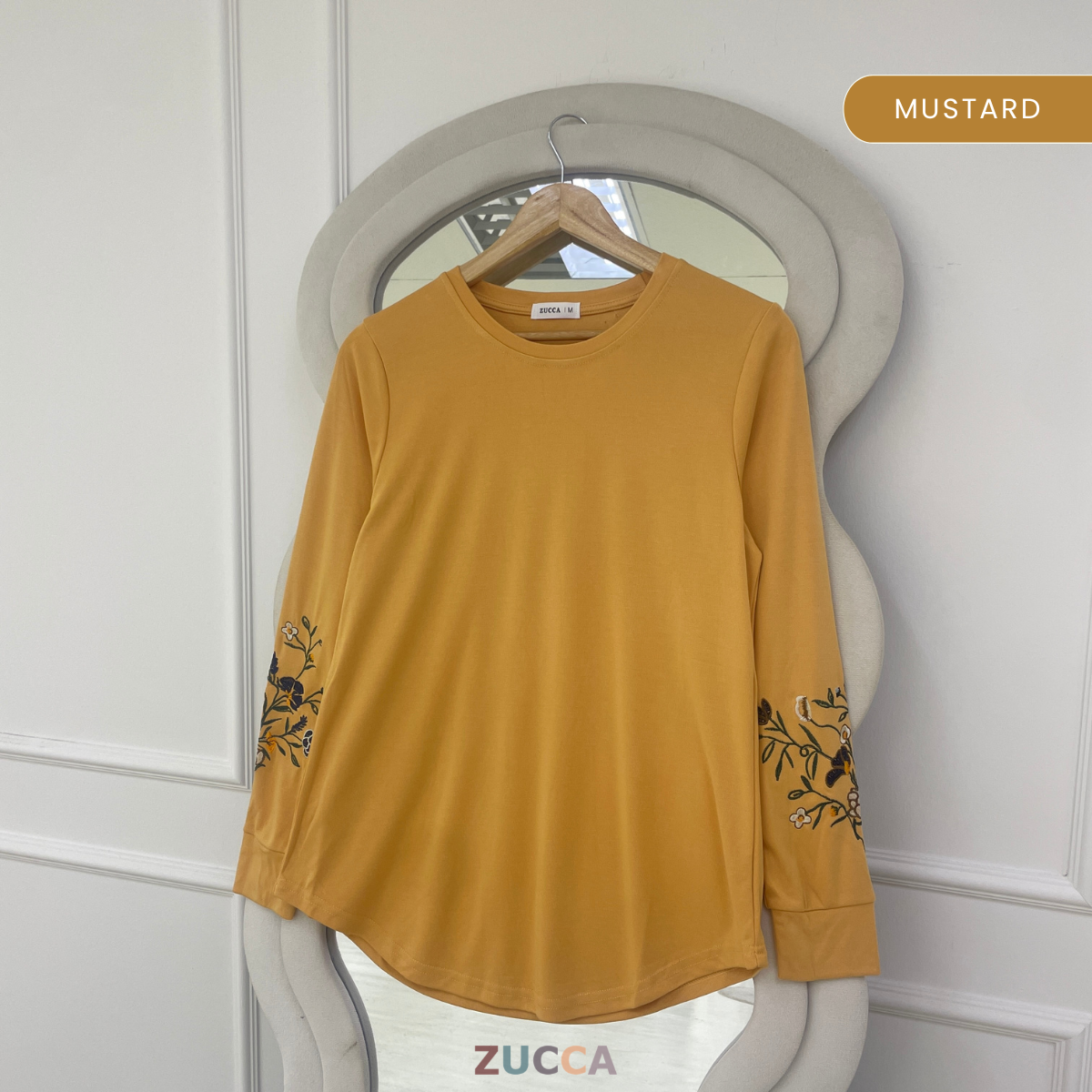 ZUCCA MASTURA EMBROIDERED SLEEVE MODEST LONG TOP - MA204