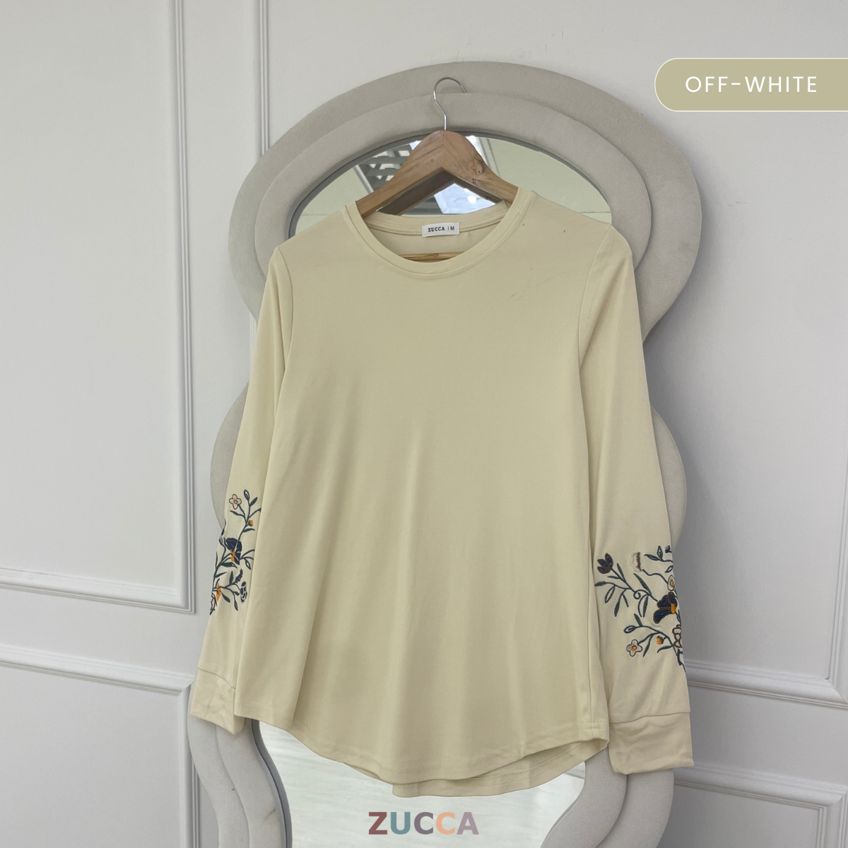 ZUCCA MASTURA EMBROIDERED SLEEVE MODEST LONG TOP - MA204