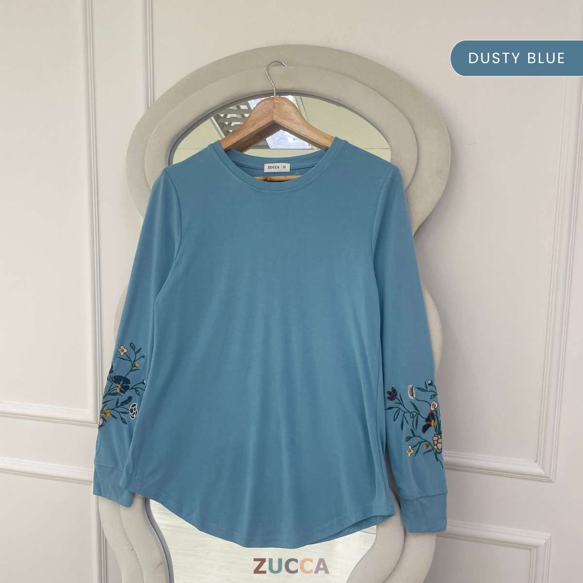 ZUCCA MASTURA EMBROIDERED SLEEVE MODEST LONG TOP - MA204