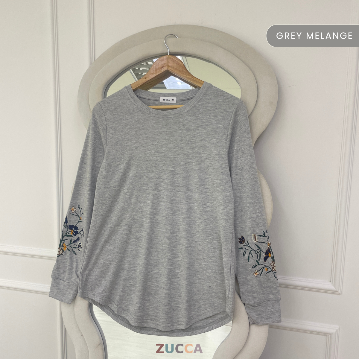 ZUCCA MASTURA EMBROIDERED SLEEVE MODEST LONG TOP - MA204
