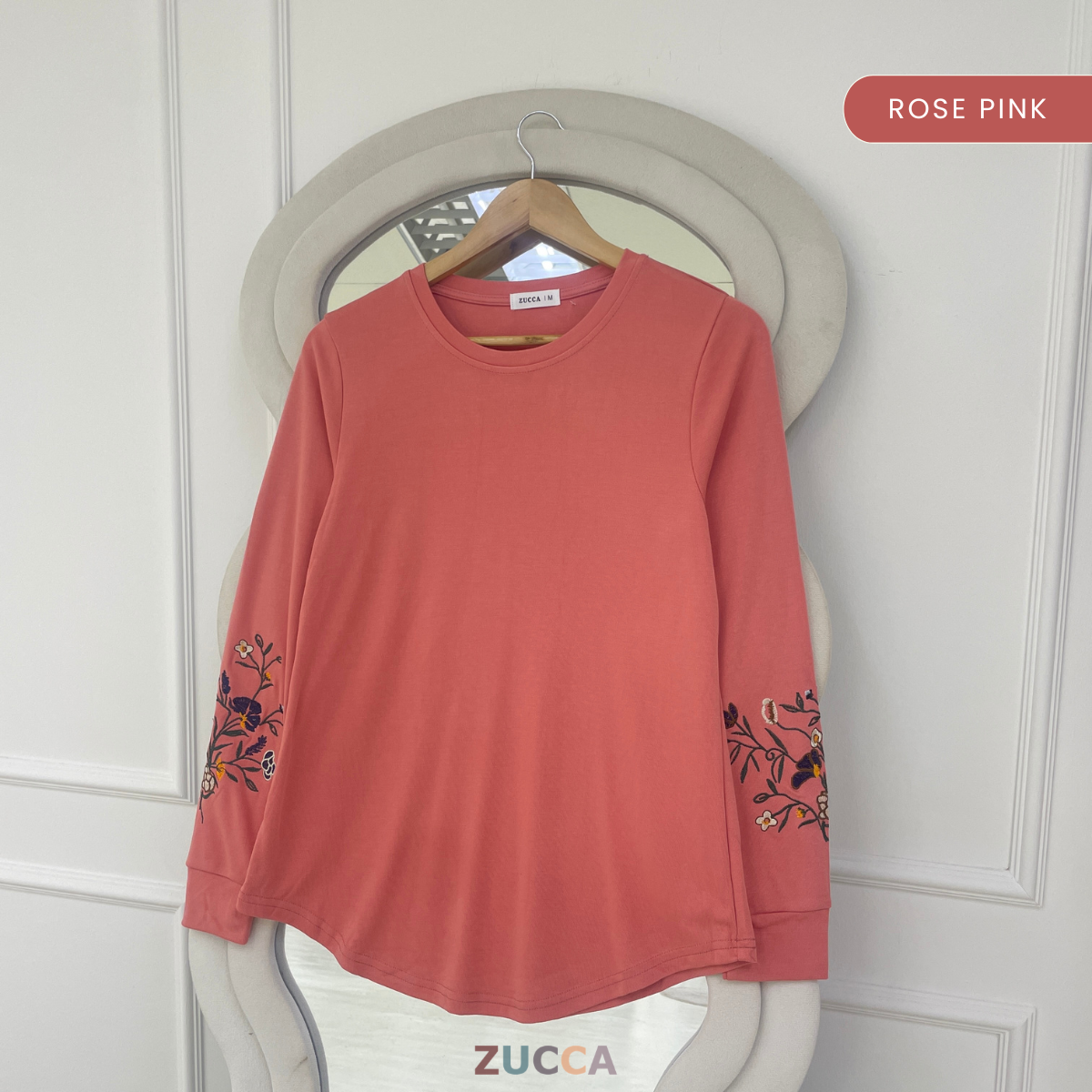 ZUCCA MASTURA EMBROIDERED SLEEVE MODEST LONG TOP - MA204