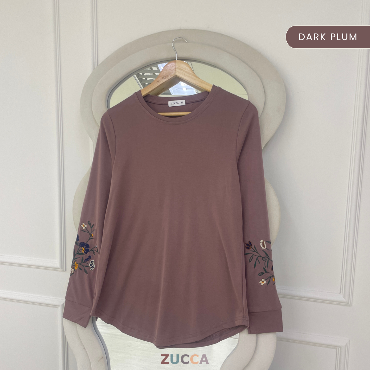 ZUCCA MASTURA EMBROIDERED SLEEVE MODEST LONG TOP - MA204