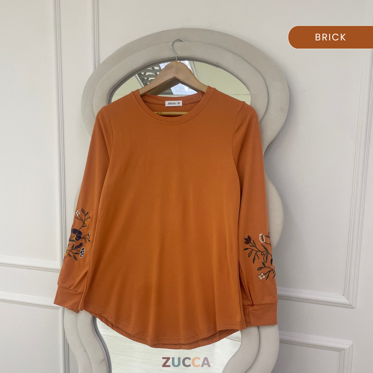 ZUCCA MASTURA EMBROIDERED SLEEVE MODEST LONG TOP - MA204