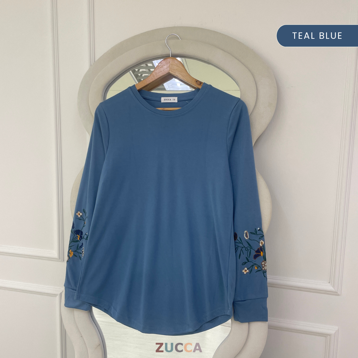 ZUCCA MASTURA EMBROIDERED SLEEVE MODEST LONG TOP - MA204