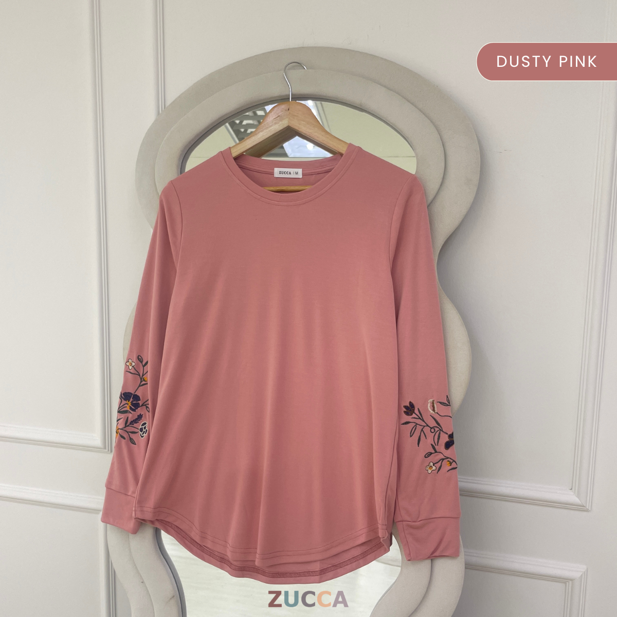 ZUCCA MASTURA EMBROIDERED SLEEVE MODEST LONG TOP - MA204