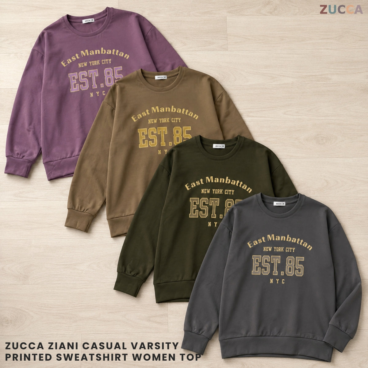 ZUCCA ZIANI CASUAL VARSITY PRINTED SWEATSHIRT WOMEN TOP - MA205