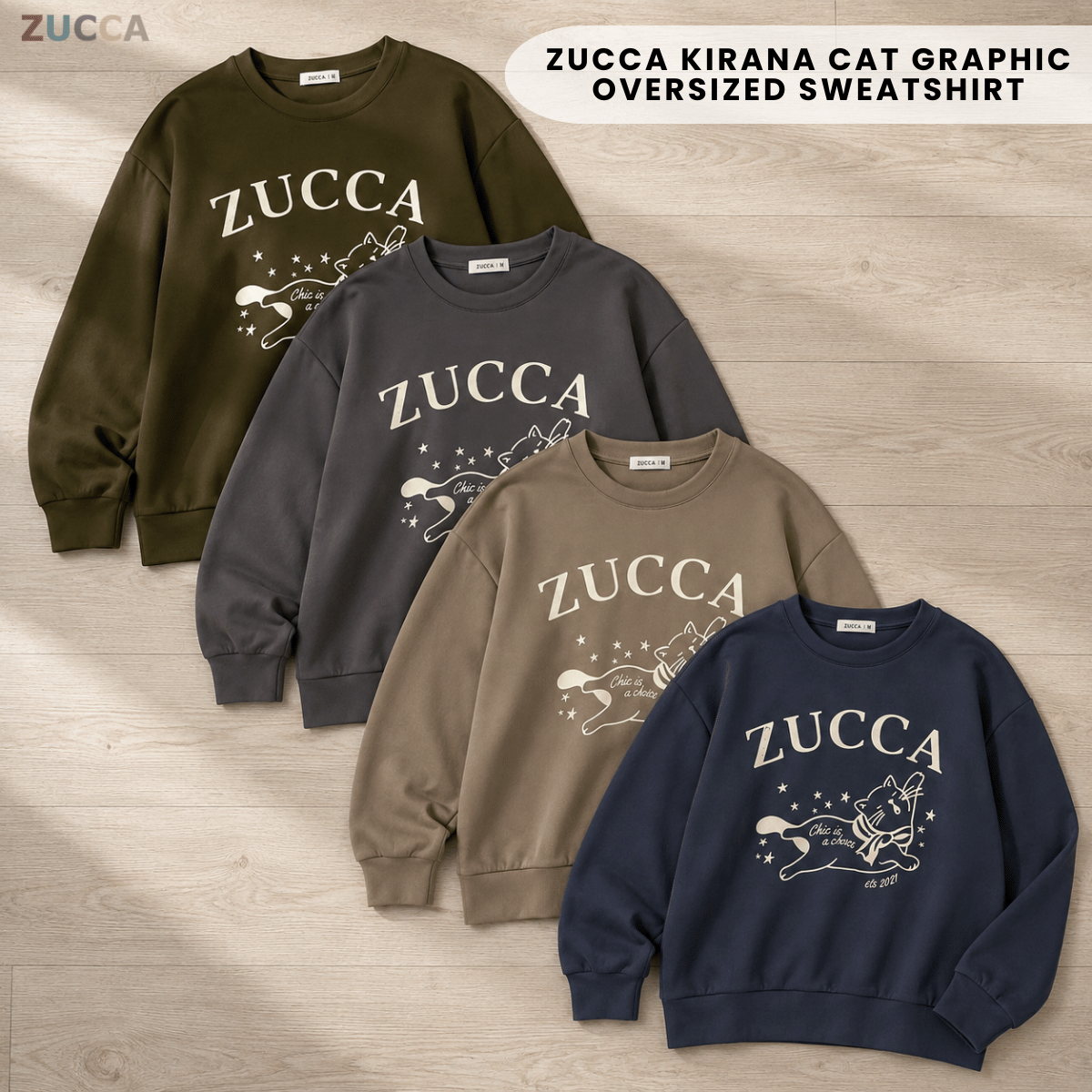 ZUCCA KIRANA CAT GRAPHIC OVERSIZED SWEATSHIRT - MA206