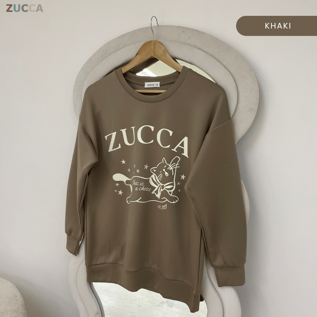 ZUCCA KIRANA CAT GRAPHIC OVERSIZED SWEATSHIRT - MA206