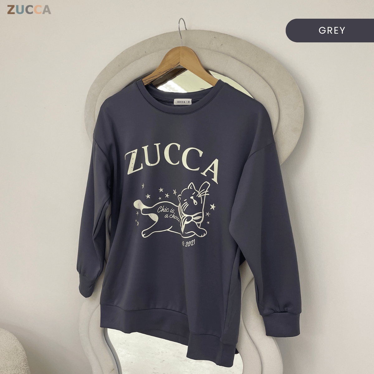ZUCCA KIRANA CAT GRAPHIC OVERSIZED SWEATSHIRT - MA206